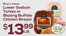 DeCicco & Sons Boar's Head Lower Sodium Turkey or Blazing Buffalo Chicken Breast offer