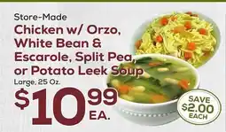 DeCicco & Sons Store-Made Chicken w/Orzo, White Bean & Escarole, Split Pea, or Potato Leek Soup offer