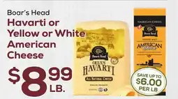 DeCicco & Sons Boar's Head Havarti or Yellow or White American Cheese offer