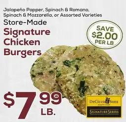 DeCicco & Sons Signature Chicken Burgers offer