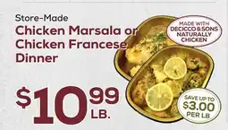 DeCicco & Sons Chicken Marsala or Chicken Francese Dinner offer