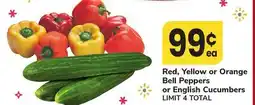 ACME Red, Yellow or Orange Bell Peppers or English Cucumbers offer
