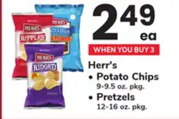 ACME Herr's Potato Chips 9-9.5 oz. pkg. Pretzels 12-16 oz. pkg offer