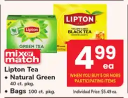 ACME Lipton Tea Natural Green 40 ct. pkg., Bags 100 ct. pkg offer