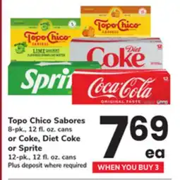 ACME Topo Chico Sabores 8-pk., 12 fl. oz. cans or Coke, Diet Coke or Sprite 12-pk., 12 fl. oz. cans offer