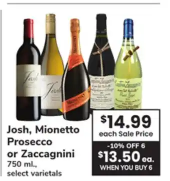 ACME Josh, Mionetto Prosecco or Zaccagnini offer