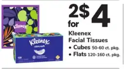 ACME Kleenex Facial Tissues, Cubes 50-60 ct. pkg., Flats 120-160 ct. pkg offer