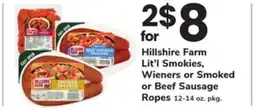 ACME Hillshire Farm Lit'l Smokies, Wieners or Smoked or Beef Sausage Ropes offer