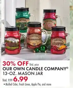 Boscov's OUR OWN CANDLE COMPANY 13-OZ MASON JAR offer