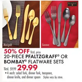 Boscov's 20-PIECE PFALTZGRAFF OR BOMBAY FLATWARE SETS offer