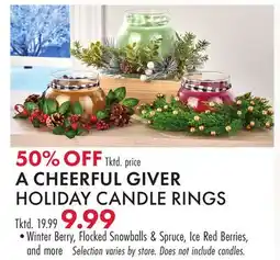 Boscov's A CHEERFUL GIVER HOLIDAY CANDLE RINGS offer
