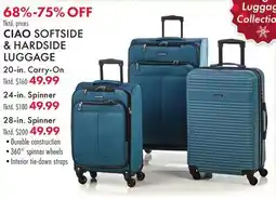Boscov's CIAO SOFTSIDE & HARDSIDE LUGGAGE offer