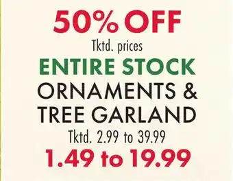 Boscov's ENTIRE STOCK ORNAMENTS & TREE GARLAND offer