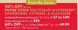 Boscov's PFALTZGRAFF WINTERBERRY DINNERWARE, GIFTWARE, & GLASSWARE Coordinating Dinnerware and Accessories offer