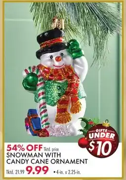 Boscov's SNOWMAN WITH CANDY CANE ORNAMENT offer