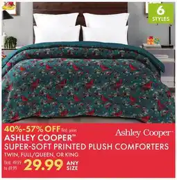 Boscov's ASHLEY COOPER SUPERSOFT PRINTED PLUSH COMFORTERS offer