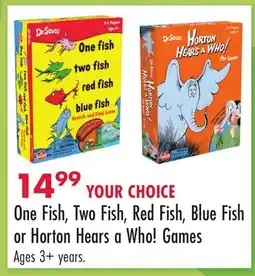 Boscov's One Fish, Two Fish, Red Fish, Blue Fish or Horton Hears a Who! Games offer