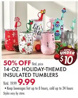Boscov's 14-OZ. HOLIDAY-THEMED INSULATED TUMBLERS offer