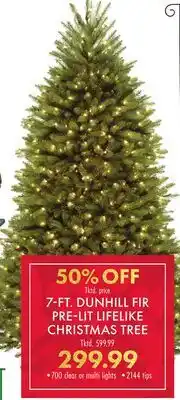 Boscov's 7-FT. DUNHILL FIR PRELIT LIFELIKE CHRISTMAS TREE offer