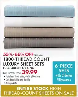Boscov's 1800-THREAD COUNT LUXURY SHEET SETS offer