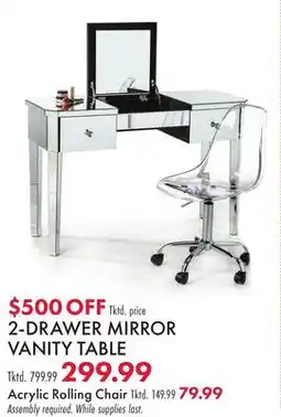 Boscov's 2-DRAWER MIRROR VANITY TABLE offer