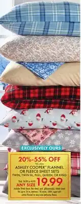 Boscov's ASHLEY COOPER FLANNEL OR FLEECE SHEET SETS offer