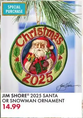 Boscov's JIM SHORE 2025 SANTA OR SNOWMAN ORNAMENT offer