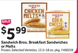 Stop&Shop Sandwich Bros. Breakfast Sandwiches or Melts offer