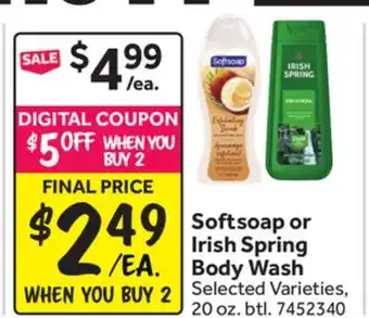 Stop&Shop Softsoap or Irish Spring Body Wash offer