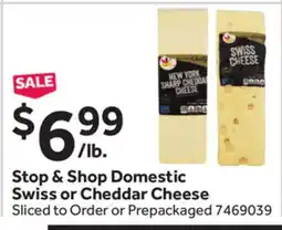 Stop&Shop Stop & Shop Domestic Swiss or Cheddar Cheese offer