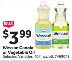 Stop&Shop Wesson Canola or Vegetable Oil offer