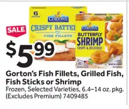 Stop&Shop Gorton's Fish Fillets, Grilled Fish, Fish Sticks or Shrimp offer
