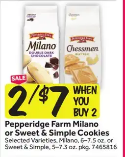 Stop&Shop Pepperidge Farm Milano or Sweet & Simple Cookies offer