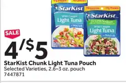 Stop&Shop StarKist Chunk Light Tuna Pouch offer