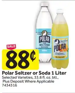 Stop&Shop Polar Seltzer or Soda 1 Liter offer