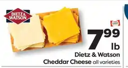 Weis Markets Dietz & Watson Cheddar Cheese offer