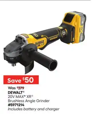 Lowe's 20V MAXF XR Brushless Angle Grinder offer