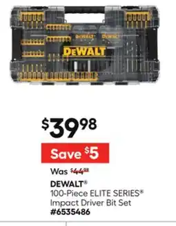 Lowe's DEWALT 100-Piece ELITE SERIES Impact Driver Bit Set offer