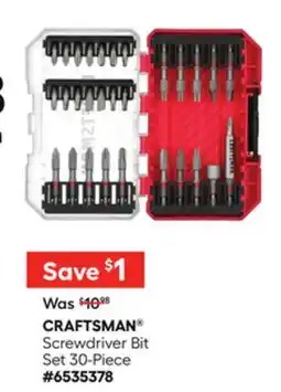 Lowe's CRAFTSMAN Screwdriver Bit Set 30-Piece offer