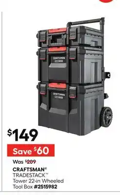Lowe's TRADESTACK Tower 22-in Wheeled Tool Box offer