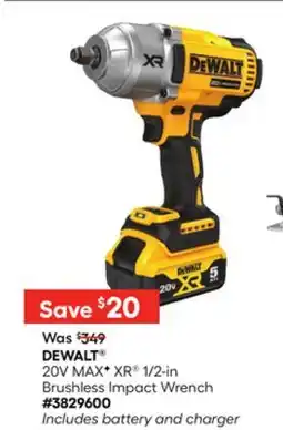 Lowe's DEWALT 20V MAXF XR 1/2-in Brushless Impact Wrench offer