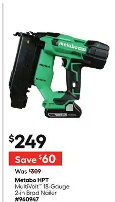 Lowe's Metabo HPT MultiVolt 18-Gauge 2-in Brad Nailer offer