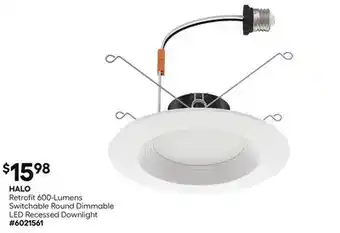 Lowe's HALO Retrofit 600-Lumens Switchable Round Dimmable LED Recessed Downlight offer