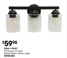Lowe's Emeryson 3-Light Matte Black Vanity Light offer