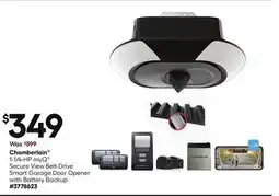 Lowe's 1-1/4-HP myQ Secure View Belt-Drive Smart Garage Door Opener with Battery Backup offer