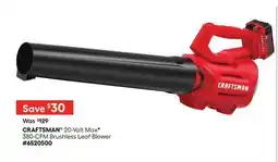 Lowe's CRAFTSMAN 20-Volt MaxF 380-CFM Brushless Leaf Blower offer