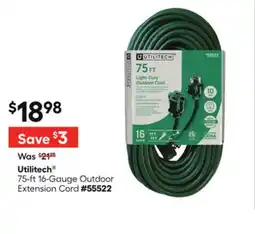 Lowe's 75-ft 16-Gauge Outdoor Extension Cord offer