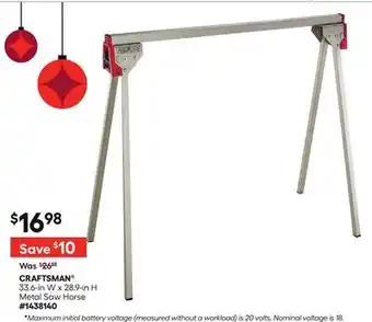 Lowe's CRAFTSMAN 33.6-in W x 28.9-in H Metal Saw Horse offer