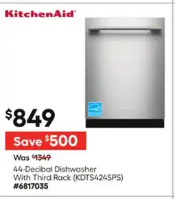 Lowe's 44-Decibal Dishwasher With Third Rack (KDTS424SPS) offer