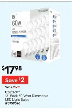 Lowe's 16 -Pack 60-Watt Dimmable LED Light Bulbs offer